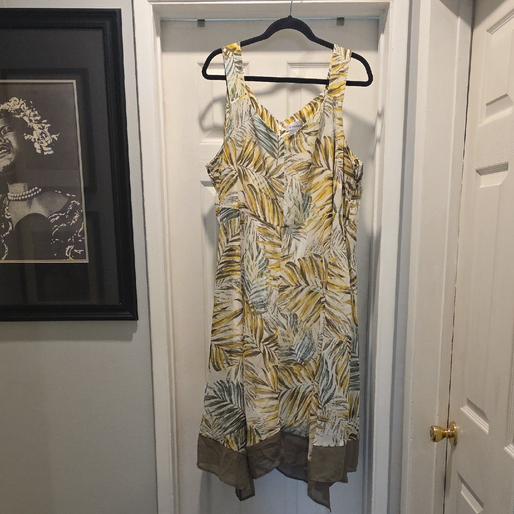 Catherines Yellow and Green Leaf High Low Dress
